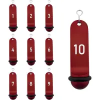 Combicraft Big Classic Bordeaux aluminium hotel sleutelhanger met witte gravering 1 t/m 10 - 105 x 30 mm