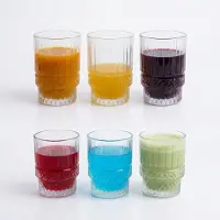Glozini Korte Geribbelde Glazen - 213ml - Stapelbaar - 6 Stuks - Matcha glazen