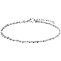 Lucardi Dames Stalen armband koord 2,5mm - Armband - Staal - Zilver - 22 cm