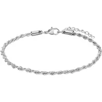 Lucardi Dames Stalen armband koord 3mm - Armband - Staal - Zilver - 22 cm