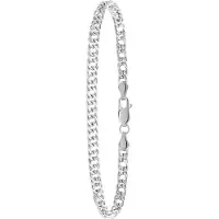 Lucardi Heren Gerecycled zilveren herenarmband dubbele gourmet. - Armband - 925 Zilver - Zilverkleurig - 22 cm