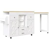 STILVORA Bartafel Met Uitschuifbaar Blad En Wielen - Voor Keuken En Kleine Ruimtes - MDF - 110-180x40x91 Cm - Wit