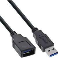 Intos USB naar USB (volledig bedekt) verlengkabel - USB3.0 - tot 2A / zwart - 1 meter