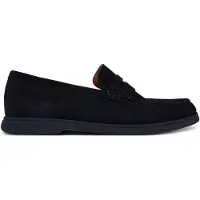 BOSS Suède loafers met logo-inkeping
