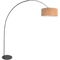 Anne Light & Home Zwarte booglamp Curve met kurk kap Ø50cm