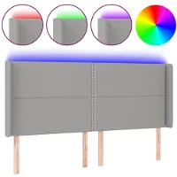 vidaXL Hoofdbord LED 203x16x118/128 cm stof lichtgrijs