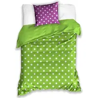Carbotex dekbedovertrek polkadotpatroon paars/groen 140 x 200 cm
