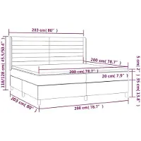vidaXL Boxspring met matras fluweel lichtgrijs 200x200 cm