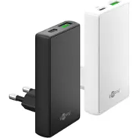 Goobay flat USB lader | USB-C PD + USB-A QC | GaN | 65W | wit