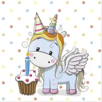 Daisy Lunch servetten Sweet Unicorn with Pastel Dots - - 33x33 cm