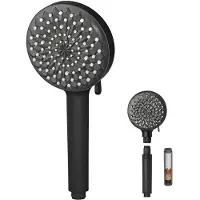 BOTC Douchekop met Hoge druk en Filter - Model: T018 - douchekop regendouche - 7 Sproeistanden - Waterbesparende - Zwart