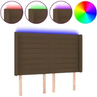 vidaXL Hoofdbord LED 147x16x118/128 cm stof donkerbruin
