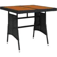 vidaXL Tuintafel, zwart, 70x70x72 cm, polyrotan en massief acaciahout