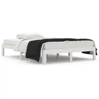 vidaXL Bedframe massief hout wit 135x190 cm