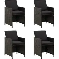 vidaXL Tuinstoelen met kussens, 4 stuks, polyrotan, zwart