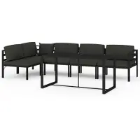 vidaXL 6-delige loungeset voor de tuin met kussens, aluminium, antraciet