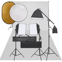 vidaXL Fotostudioset met verlichtingsset, achtergrond en reflector