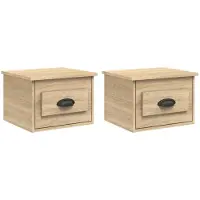 vidaXL Nachtkastjes 2 st wandgemonteerd 41,5x36x28 cm sonoma eiken