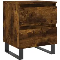 vidaXL Nachtkastje 40x35x50 cm bewerkt hout gerookt eikenkleurig
