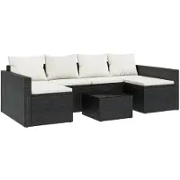 vidaXL 2-delige loungeset voor de tuin met kussens, zwart, van polyrotan