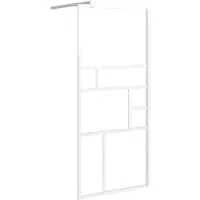 vidaXL Inloopdouchewand 90x195 cm ESG-glas wit