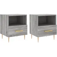 vidaXL Nachtkastjes 2 st 40x35x47,5 cm bewerkt hout grijs sonoma eiken