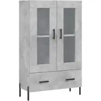 vidaXL Hoge kast, betonkleur, 69,5 x 31 x 115 cm, houtvezelplaat