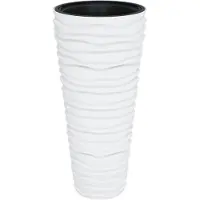 vidaXL Plantenbak met uitneembare bak geribbeld 18/45 L PP wit