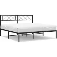 vidaXL Bedframe met hoofdeinde, zwart metaal, 140x200 cm