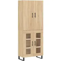 vidaXL Hoge kast 69,5x34x180 cm bewerkt hout sonoma eikenkleurig
