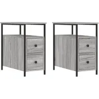 vidaXL Nachtkastjes 2 st 30x60x60 cm bewerkt hout grijs sonoma eiken