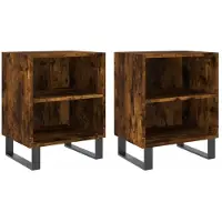 vidaXL Nachtkastjes 2 st 40x30x50 cm bewerkt hout gerookt eikenkleurig