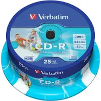 Verbatim CD-R 80 min. printable 25 stuks op spindel