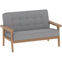 AIYAPLAY Kinderbankje Kortpolige stof, rubberhout 77L x 42B x 48H cm Grijs