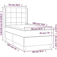 vidaXL Boxspring met matras stof donkerbruin 90x190 cm