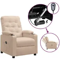 vidaXL Fauteuil verstelbaar elektrisch stof crèmekleurig