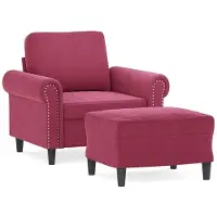 vidaXL Fauteuil met voetenbank 60 cm fluweel wijnrood