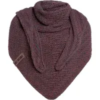 Knit Factory Sally Gebreide Omslagdoek - Driehoek Sjaal Dames - Dames sjaal - Wintersjaal - Stola - Wollen sjaal - Grijs rood gemêleerde sjaal - Antraciet/Stone Red - 220x85 cm - Grof gebreid