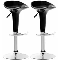 CLP Set van 2 barkrukken, model "Saddle", met draaibare kunststof zitting en voetsteun | Kleur: zwart