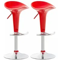 CLP Set van 2 barkrukken, model "Saddle", met draaibare kunststof zitting en voetsteun | Kleur: rood