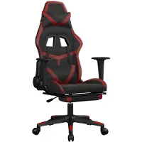 vidaXL Gaming stoel met massagefunctie en voetsteun, zwart, wijnrood, kunstleer