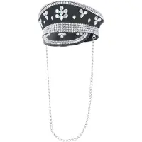 Fever - Deluxe Sequin Studded Captains Hat Kostuum Hoed - Zwart