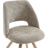 Vente-unique Set van 6 stoelen van stof en heveahout - Taupegrijs - VESIANI