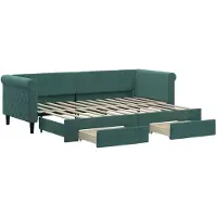 vidaXL Slaapbank onderschuifbed en lades 80x200 cm fluweel donkergroen