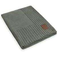 Knit Factory Uni Gebreid Plaid - Woondeken - plaid - Wollen deken - Kleed - Urban Green - 160x130 cm