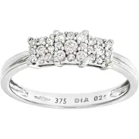 Diamant L'Eternel Ring 'Cluster-Ring aus 375 Weißgold mit Diamant' zilver