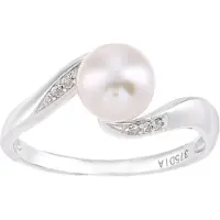 Diamant L'Eternel Ring 'Ring aus 375 Weißgold mit 0.04 Karat Diamant mit Perle' zilver