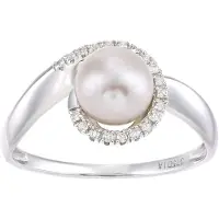Diamant L'Eternel Ring 'Ring aus 375 Weißgold mit 0.08 Karat Diamant mit Perle' zilver