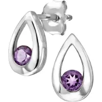Diamant L'Eternel 9ct witgouden 0,20ct Amethist traanoorbel