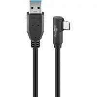 Goobay USB-C haaks (links/rechts) naar USB-A kabel - USB3.0 - tot 0,9A / zwart - 2 meter